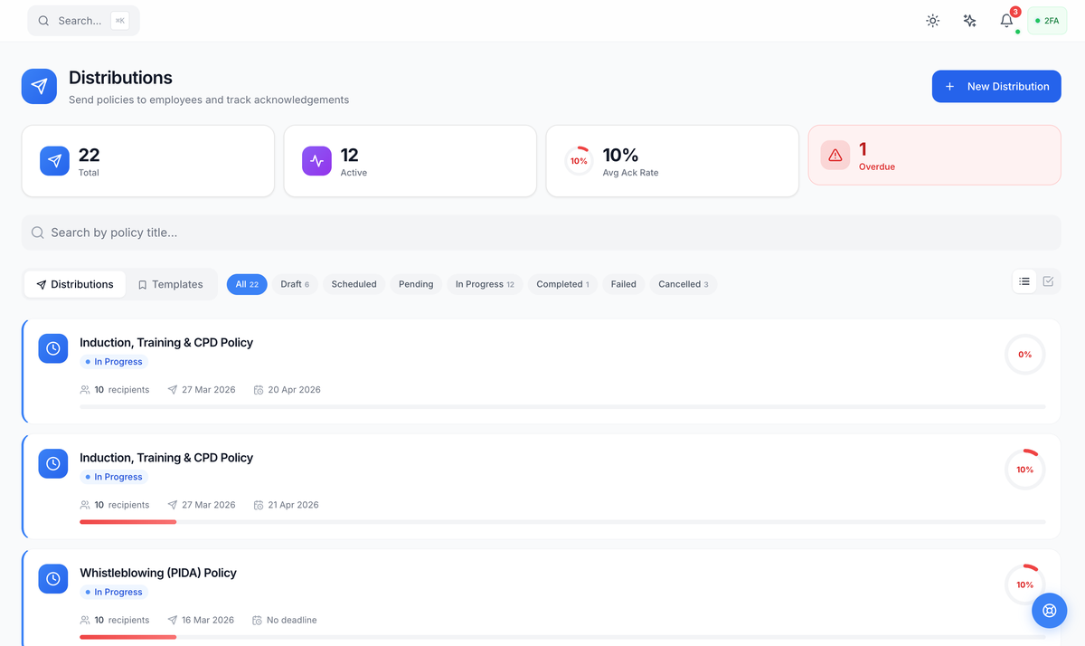 PolicySuite distribution tracking