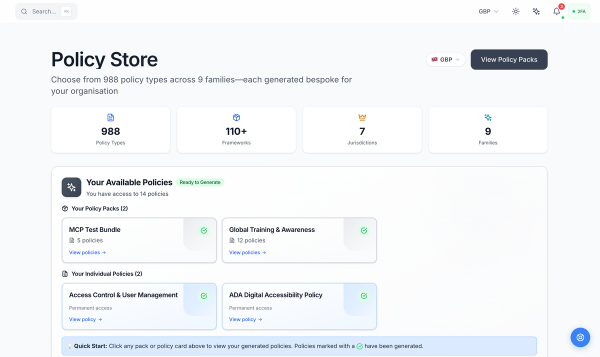 PolicySuite policy store — 990+ policies